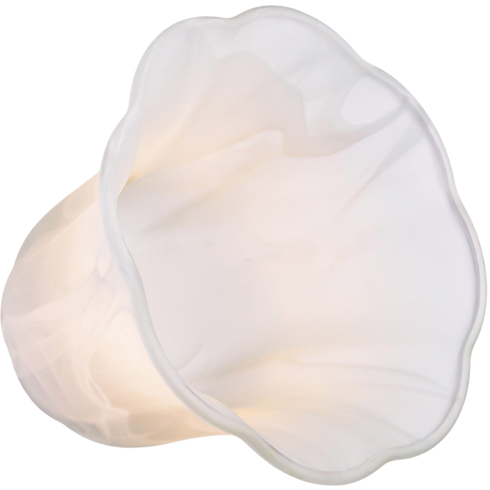 Happy Homewares White Alabaster Glass Shade with Subtle Petal Rimmed Trim 2 Pack Image 7