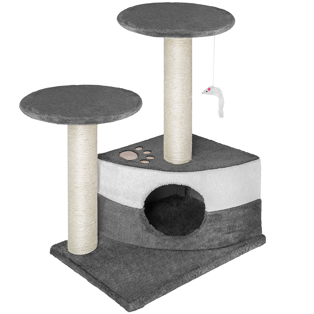 tectake Tommy Grey and White Cat Tree 71cm Image 1