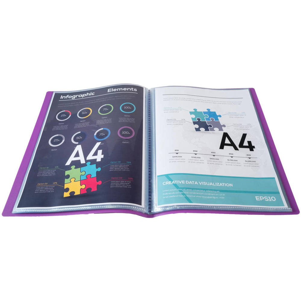 Exacompta Opak A4 60 Pocket Purple Display Book 8 Pack Image 3