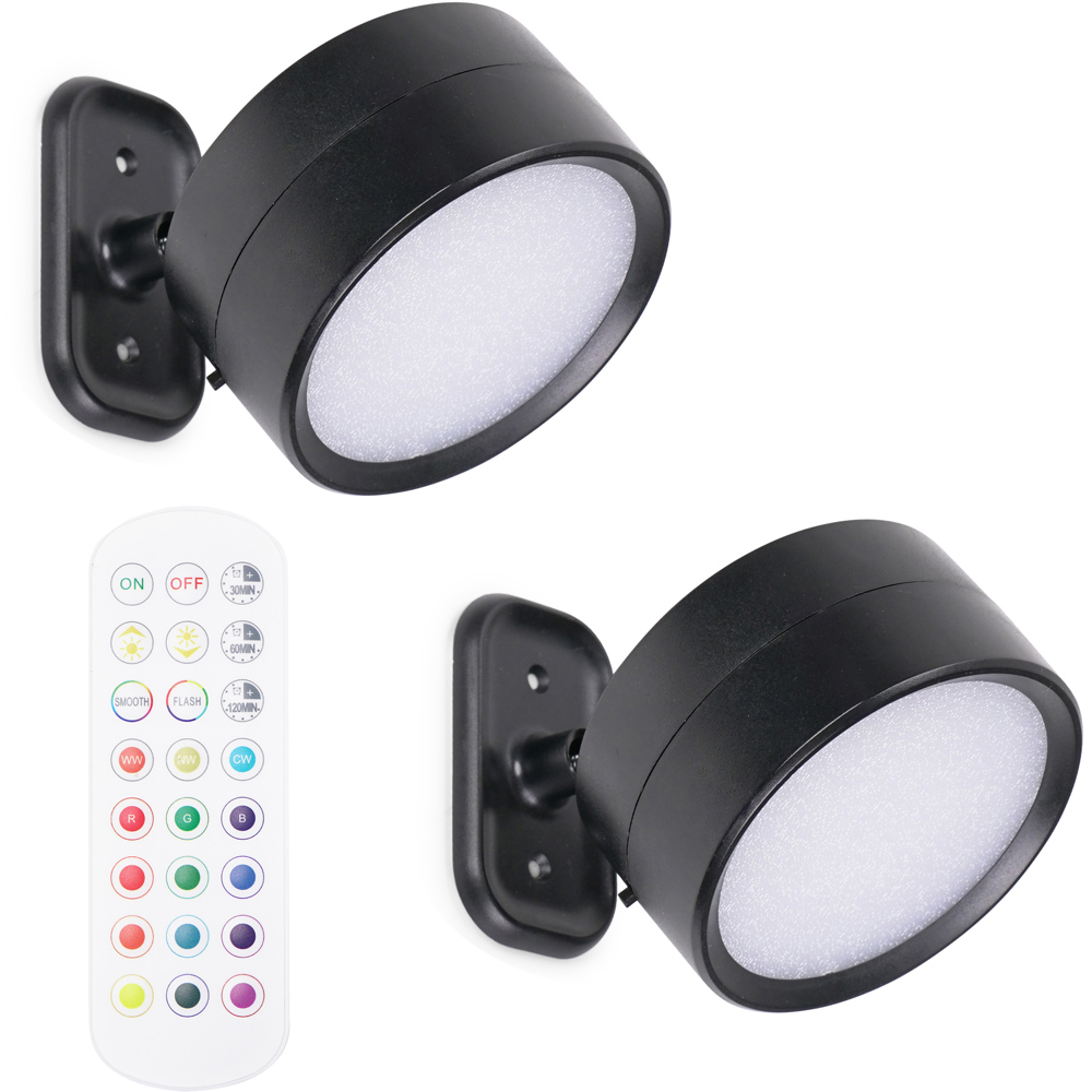 ValueLights Marshall Black Rechargeable Easy Fit 360 RGB Spotlight 2 Pack Image 3