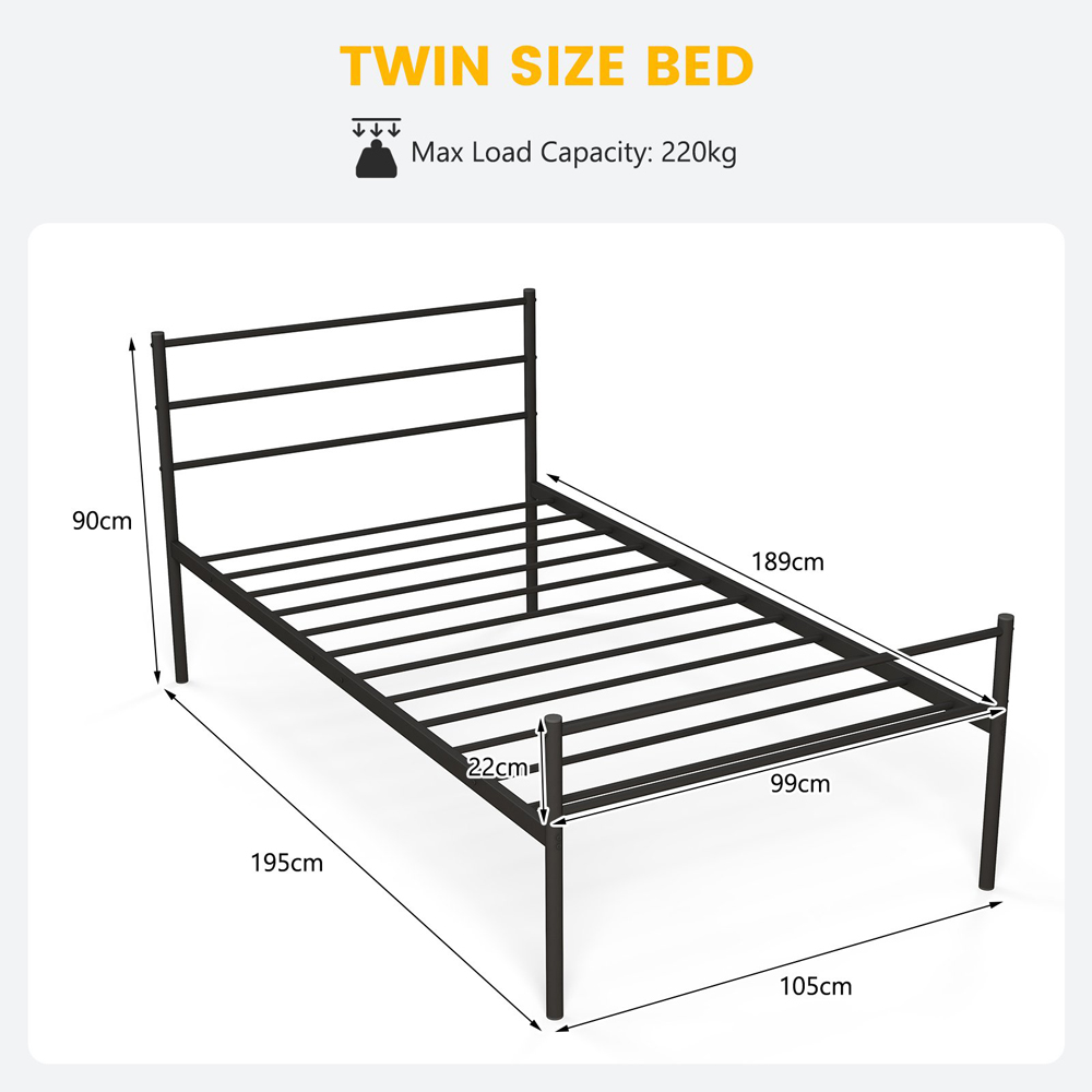 Costway Single Black Metal Bed Frame Image 9