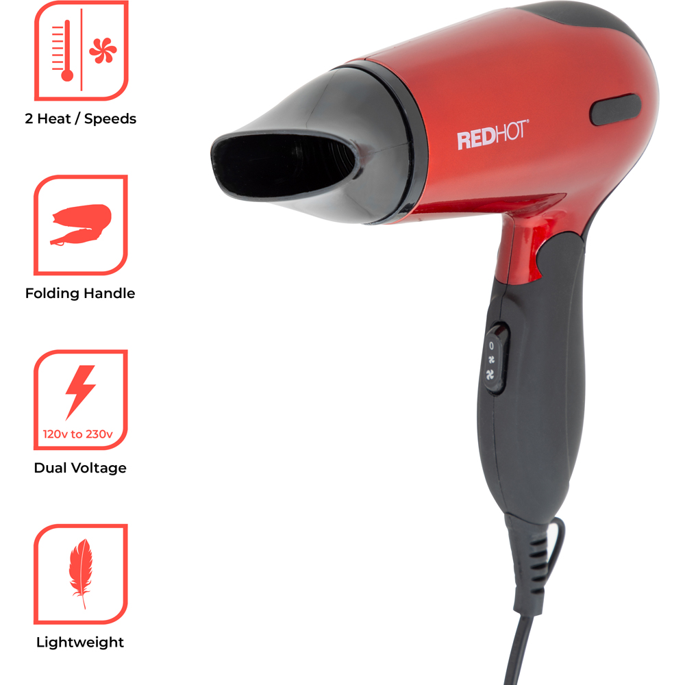Red Hot Red Compact Hair Dryer Image 4