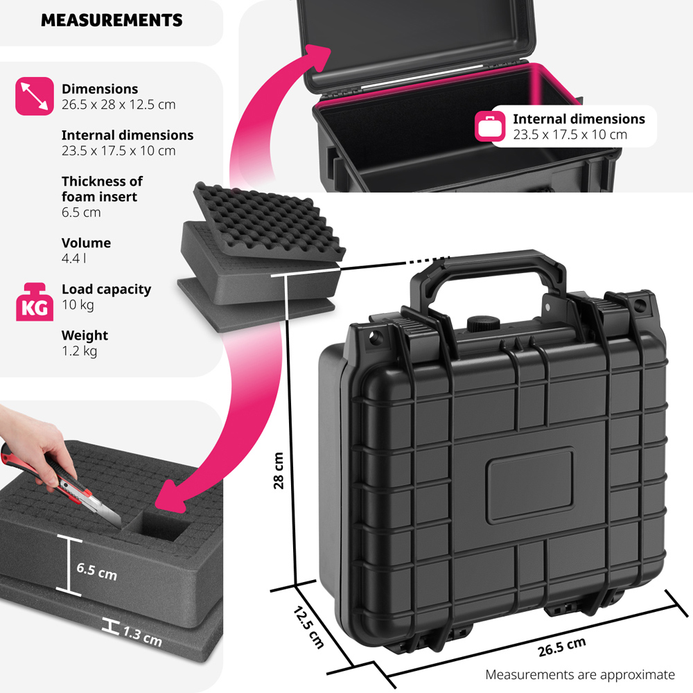 Tectake Small Black Hard Shell Waterproof Camera Case Image 9