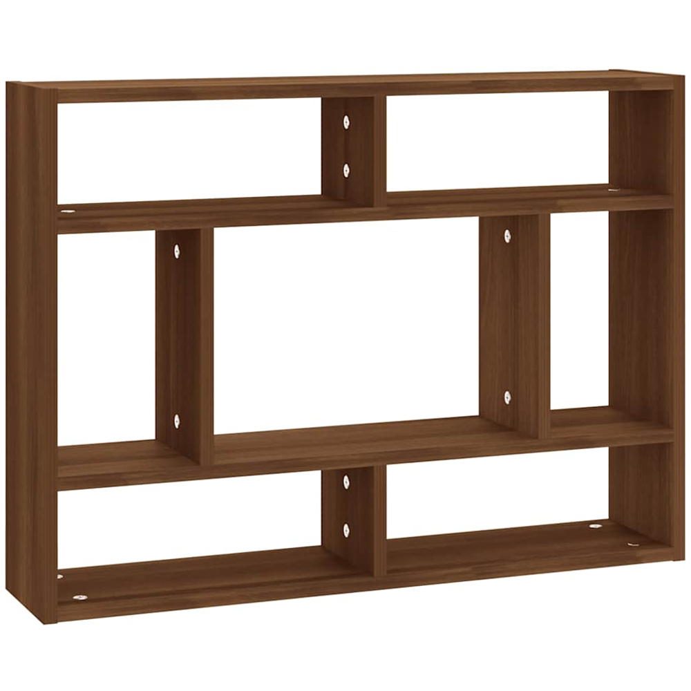 vidaXL 7 Shelf Brown Oak Floating Wall Shelf Image 1