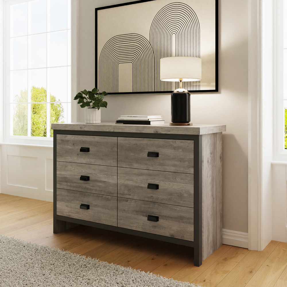 GFW Boston 6 Drawer Grey Chest of Drawers Image 8