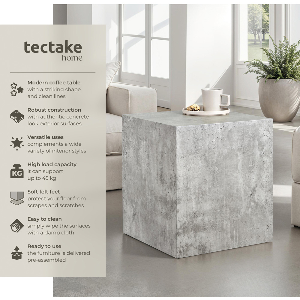 Tectake Lasley Concrete Cube Design Coffee Table Image 3