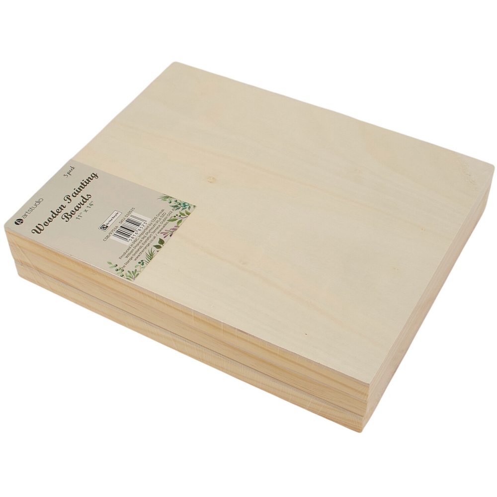 Pack of 3 Wooden Painting Boards Neutral 11 x 14 inch Image 3