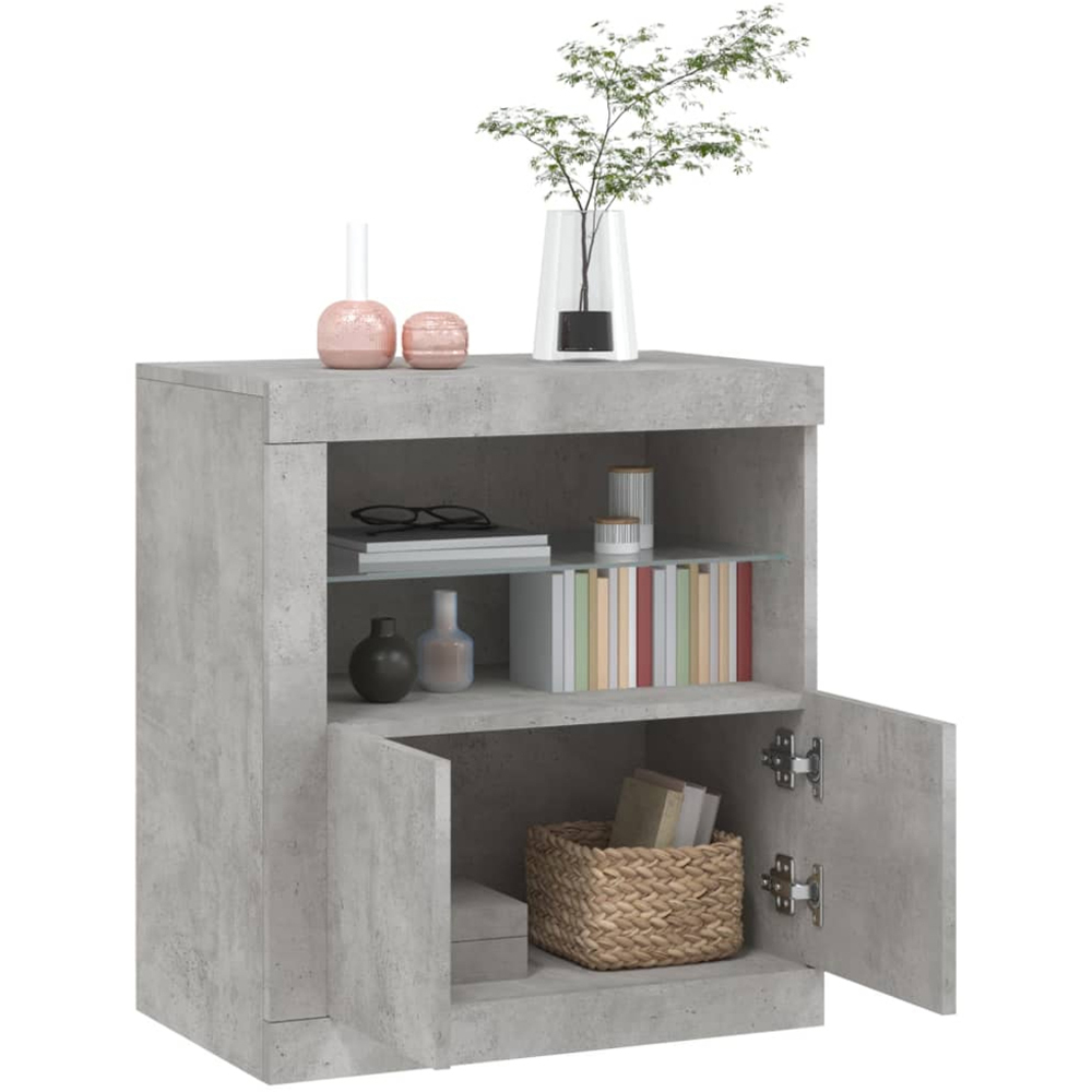 vidaXL 2 Door 2 Shelf Concrete Grey LED Sideboard Image 3