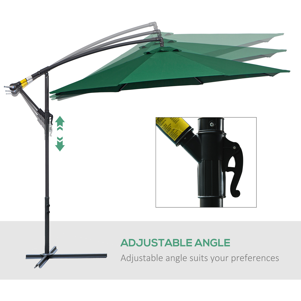 Outsunny Green Crank Handle Cantilever Parasol with Cross Base 3m Image 5