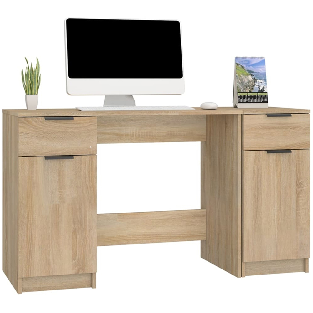 vidaXL 2 Door 2 Drawer Computer Desk Sonoma Oak Image 3