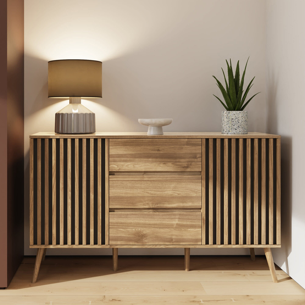 GFW Rowan Oak Louvered Sideboard Image 5