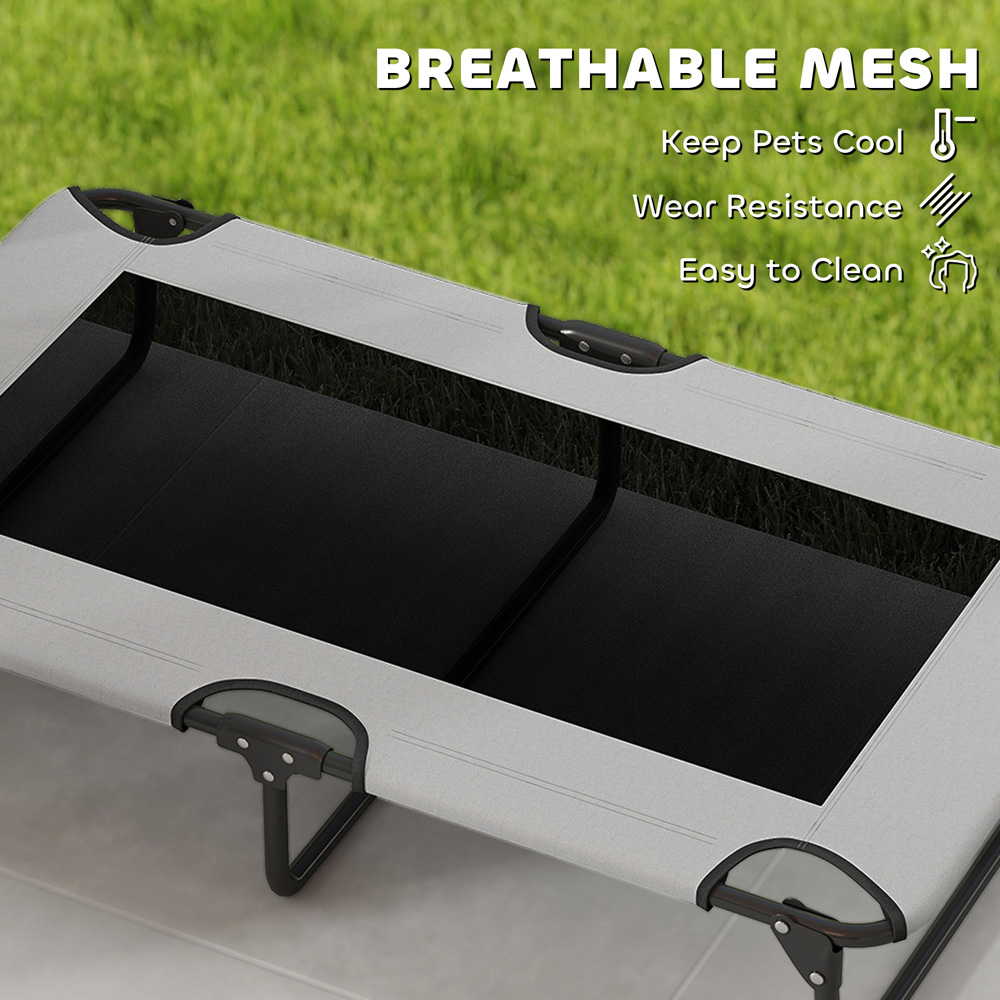PawHut 107 x 61cm Light Grey Large Dog Raised Bed Image 7