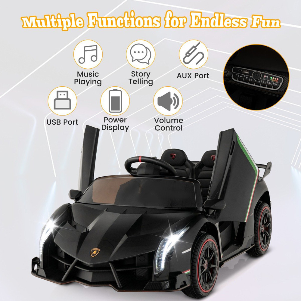 Costway Black Lamborghini 4WD Kids Ride-On Car Image 5