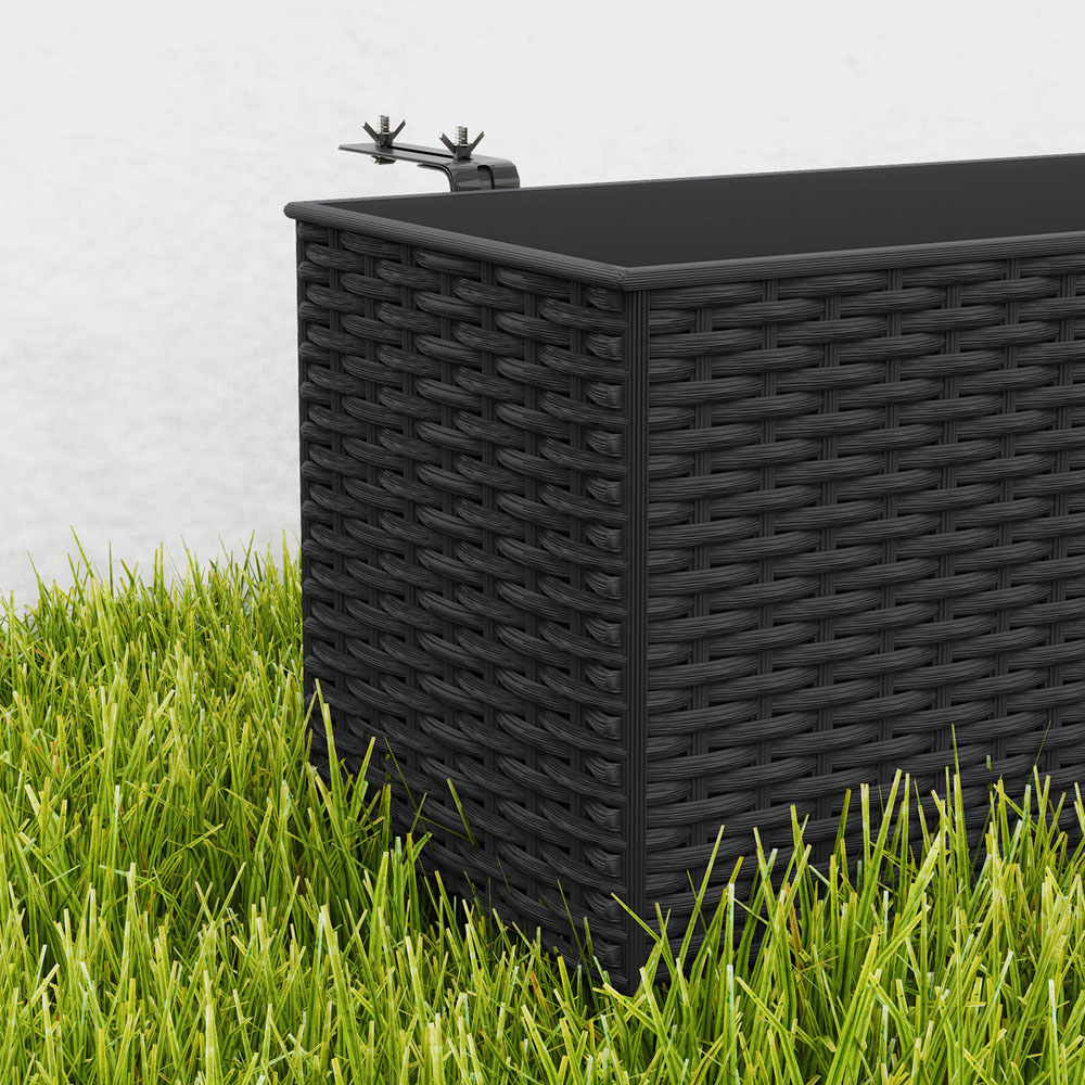 Outsunny Black Rattan Look Hanging Flower Box 50cm 2 Pack Image 3