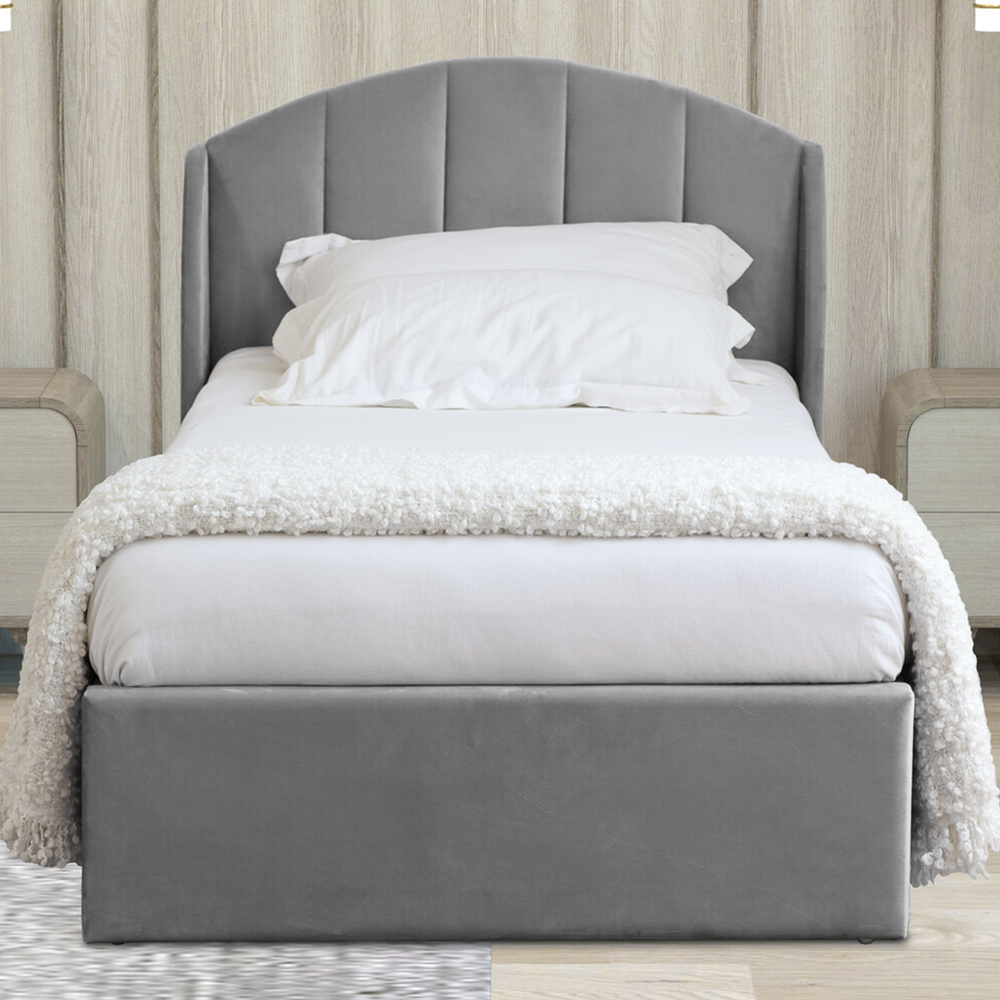 Grace Single Grey Velvet Touch Ottoman Bed Image 4