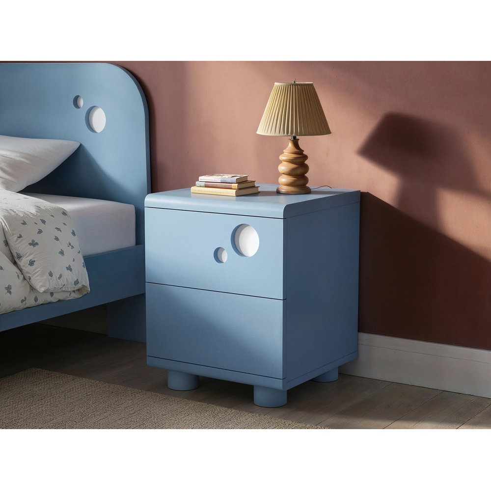 Flair Livana 2 Drawer Blue Bedside Table Image 4
