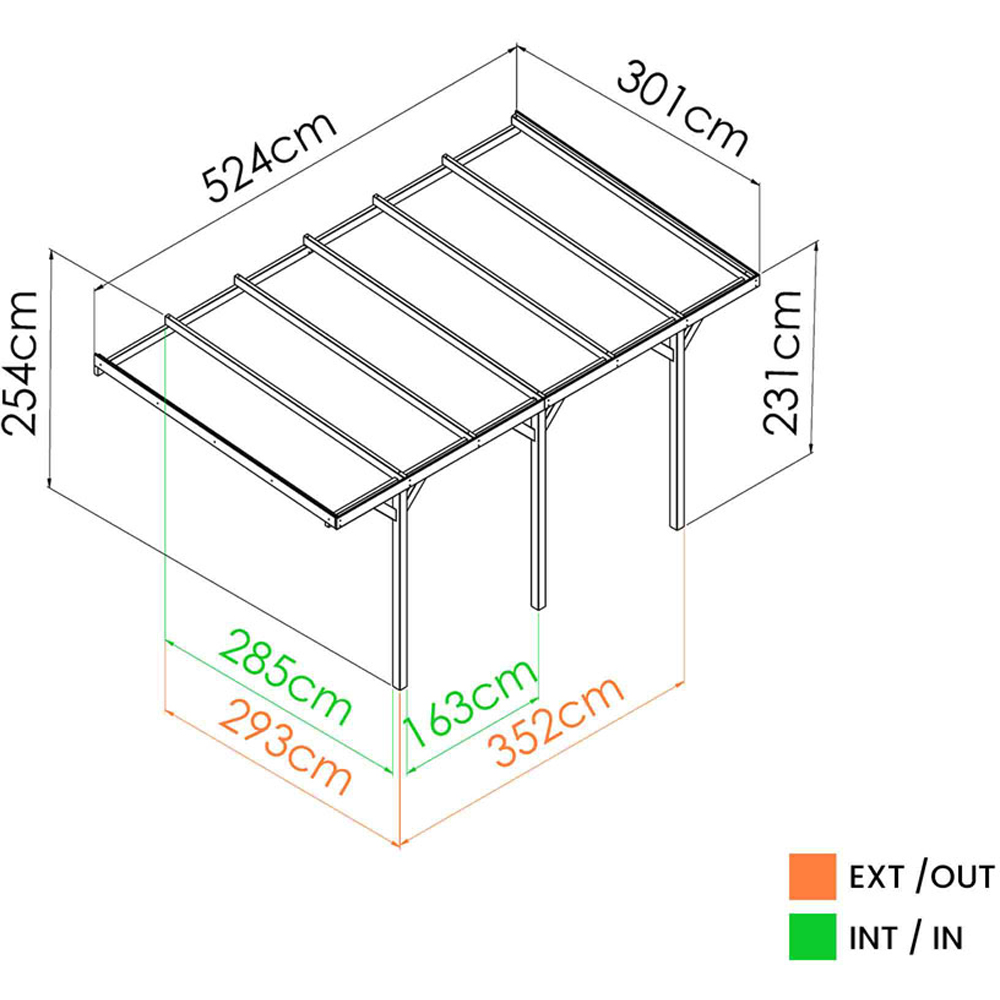 Cerland Henri 5.2 x 3m Wooden Wall Mounted Pergola Image 5