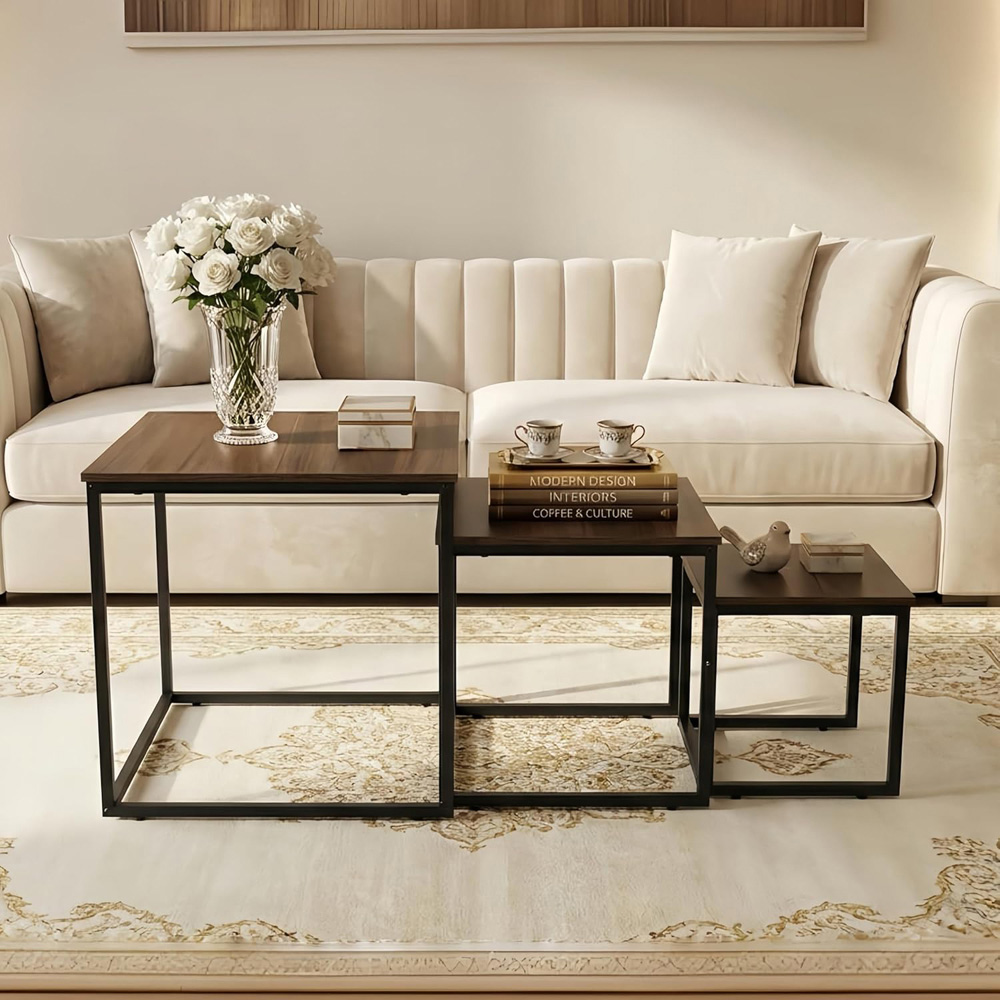 Alivio Brown Industrial Nest of Tables Set of 3 Image 4