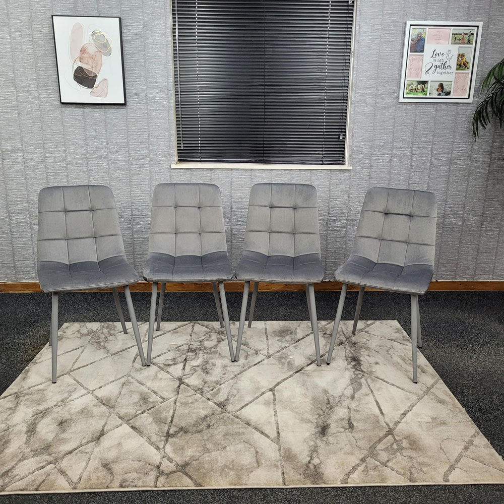 Kosy Koala 4 Seater Grey Velvet Wooden Effect Dining Set Image 8