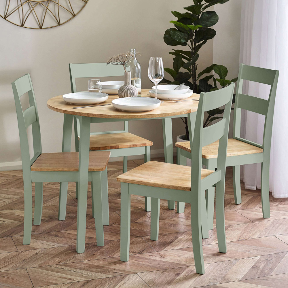 Julian Bowen Linwood Set of 2 Sage Green and Natural Dining Chair Image 8