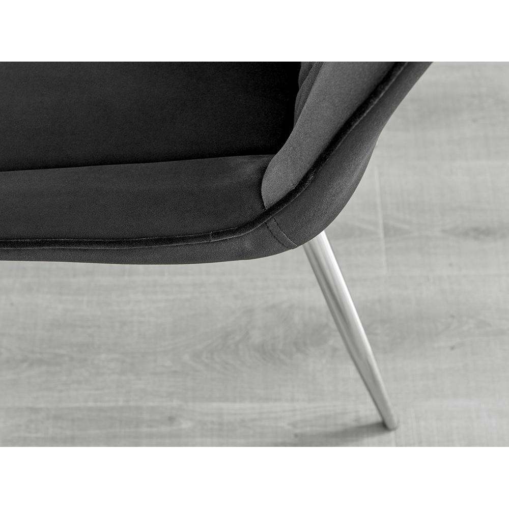 Furniturebox Cesano Set of 2 Black and Chrome Velvet Dining Chair Image 9