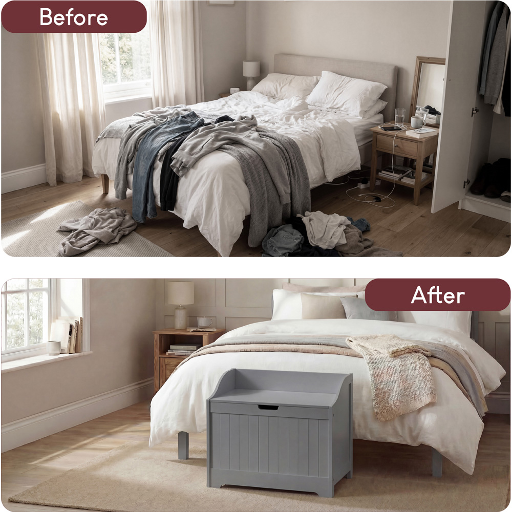 BATH VIDA Priano Grey Wooden Bathroom Laundry Cabinet Image 7