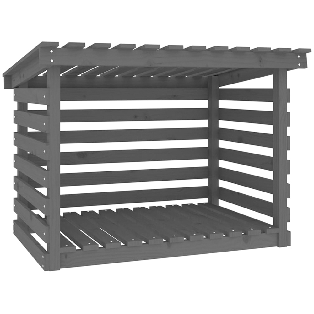 vidaXL Grey Pine Wood Firewood Log Holder 79 x 108 x 73cm Image 1