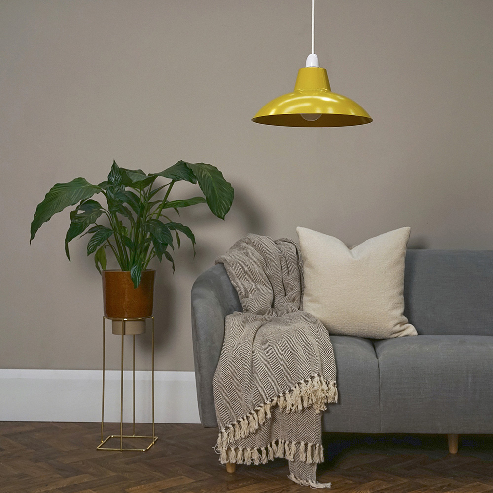 ValueLights Civic Mustard Retro Pendant Light Shade Image 7