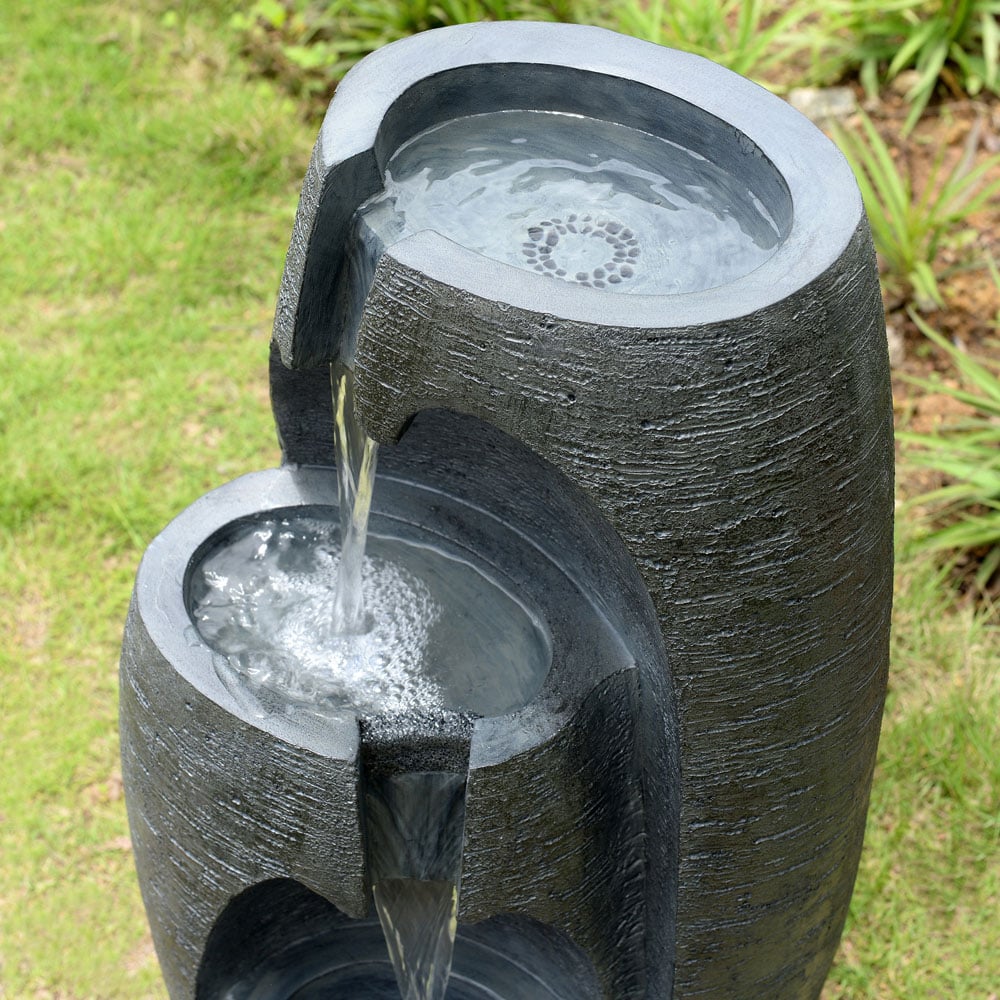 Teamson Home Black Modern 3-Tier Cascading Urn Outdoor Fountain 28 inch Image 5