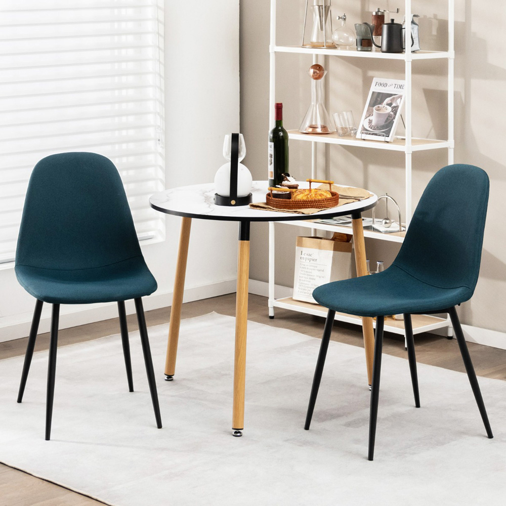 Costway Set of 2 Blue Upholstered Dining Chair Image 3