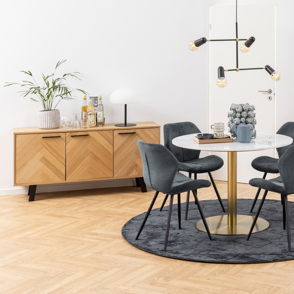 Florence Brighton 3 Door Oak Herringbone Effect Sideboard Image 9