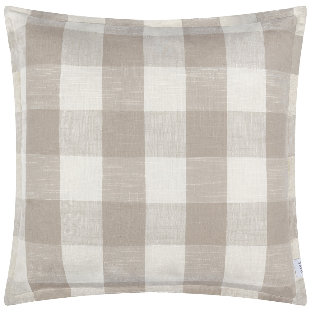 Yard Chesil Cream Check Cotton Polyester Filled Outdoor Cushion 50 x 50cm Image 1