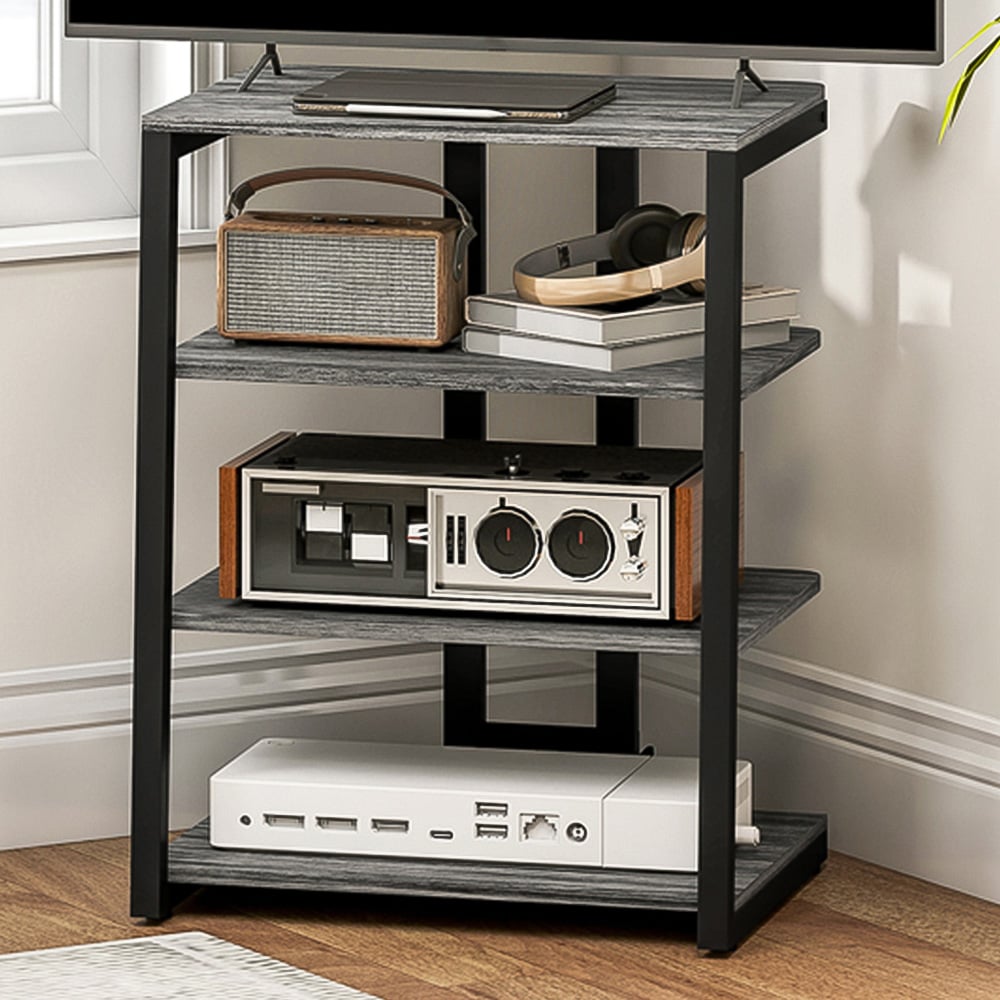 HOMCOM 4-Tier Dark Grey HiFi Rack Stand Image 1