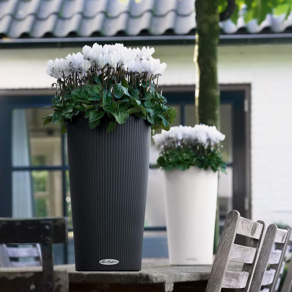 Lechuza Cilindro White Polyresin Self Watering Planter 56cm 2 Pack Image 6