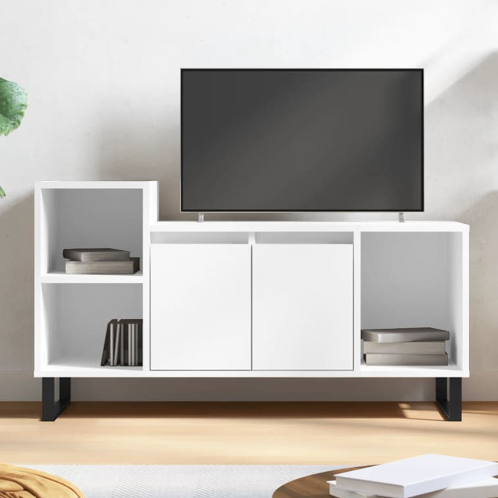 vidaXL 2 Door 3 Shelf White TV Cabinet Image 1
