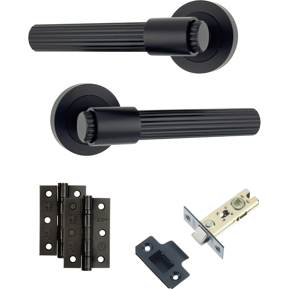 AXS Hardware Nevada Black Latch Door Handles on Rose 4 Pack Image 1