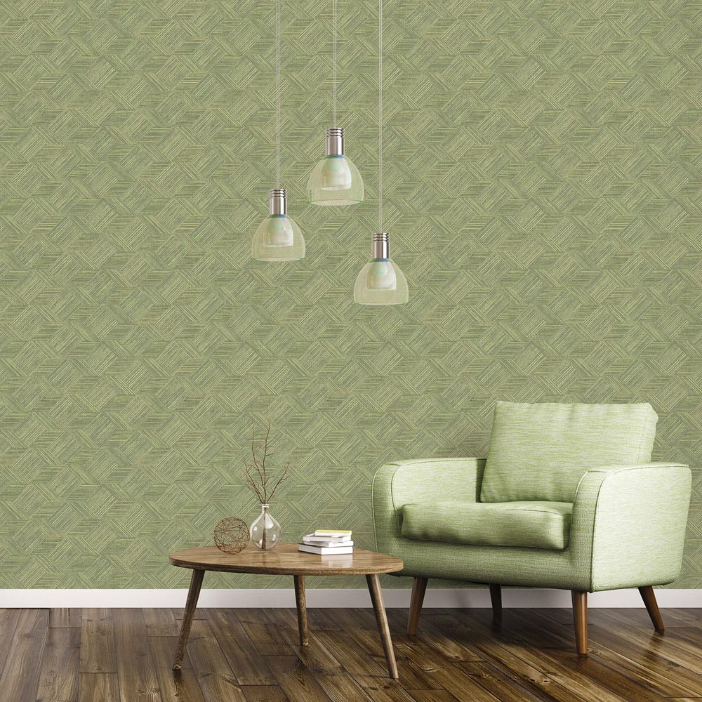 Galerie Evergreen Geometric Grassy Green Wallpaper Image 2