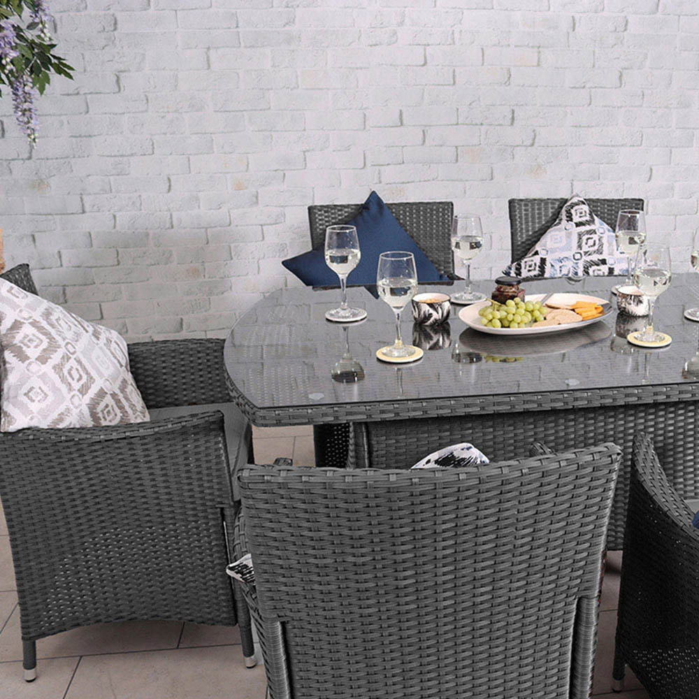 Royalcraft Nevada 6 Seater KD Rectangle Dining Set Grey Image 8