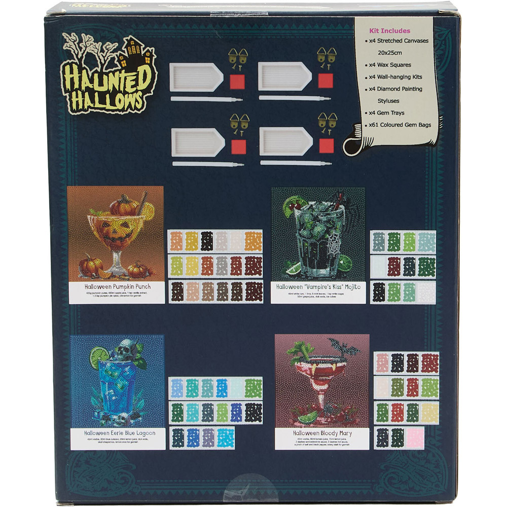 Pack of 4 Halloween Cocktail Crystal Canvases Image 2