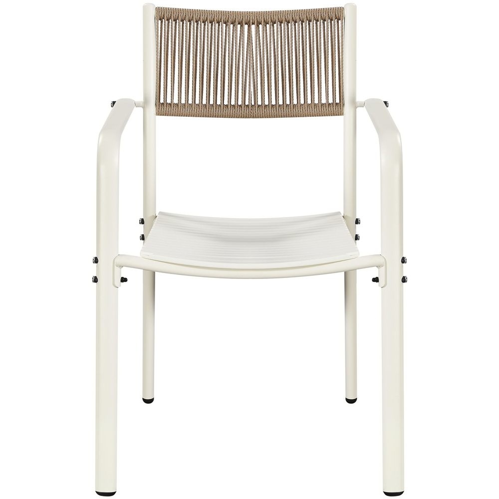 Core Products Set of 2 White Rope Back Effect Metal Garden Bistro Armchair Image 3