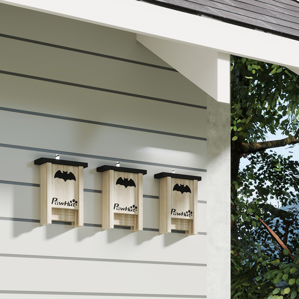 PawHut 18 x 6 x 22.5cm 3 Piece Bat Boxes Image 3