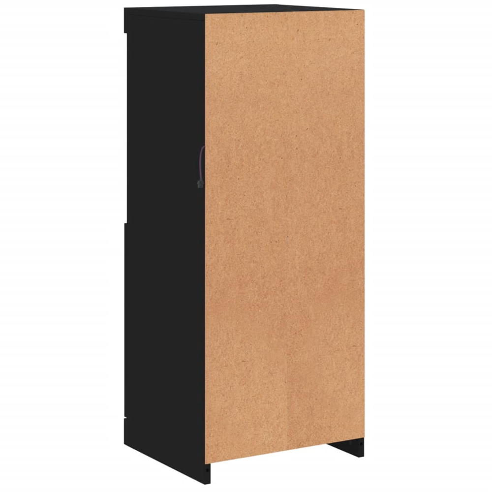 vidaXL Single Door 2 Shelf Black Wooden Sideboard with LED Lights Image 7