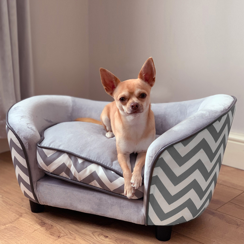 PawHut Grey Small Pet Couch with Cushion Image 2