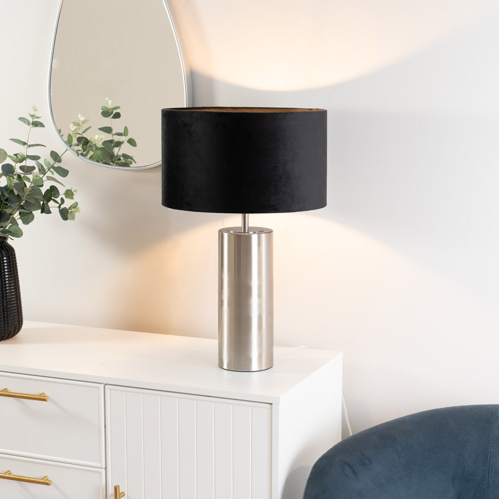 ValueLights Lexy Black Velvet Shade Chrome Touch LED Table Lamp Image 2