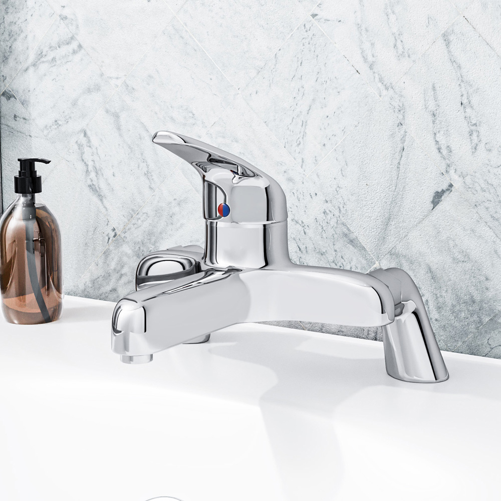 Nes Home Elford Chrome Bath Filler Tap and Basin Mono Mixer with Waste Image 2