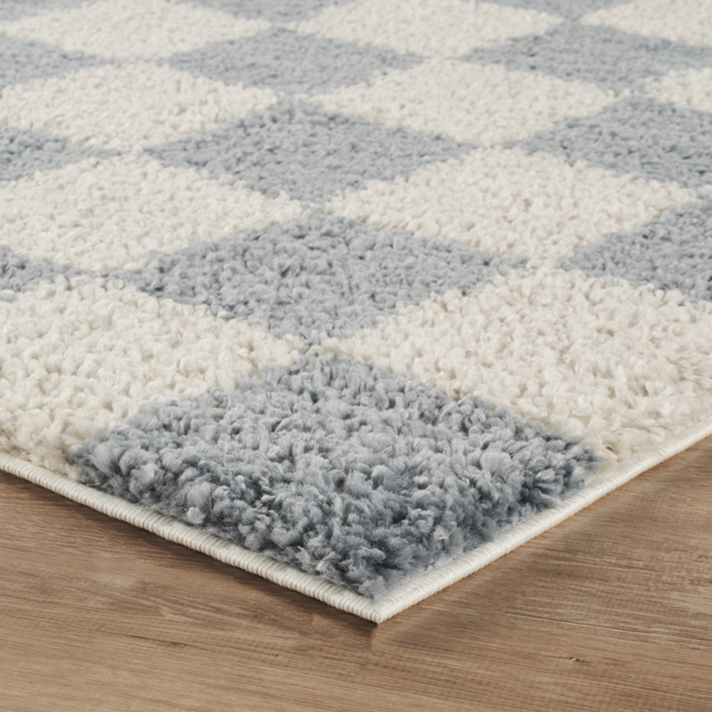 Desire Rugs Chester Duck Egg Blue Shaggy Checkered Rug 60 x 220cm Image 3