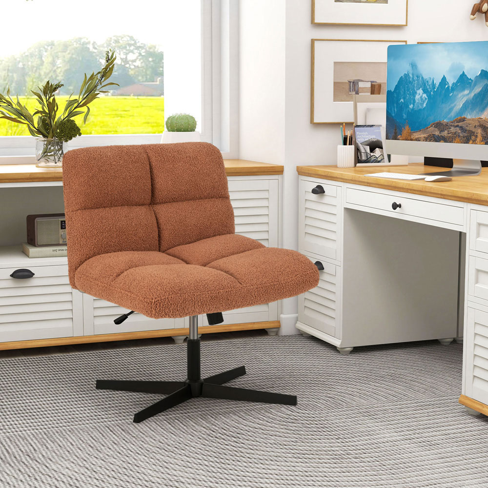 Costway Brown Adjustable Armless Office Chair Image 3