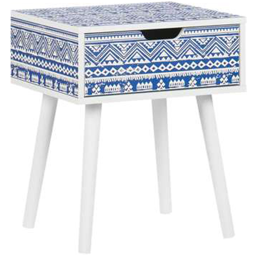 Birlea Santorini Single Drawer Blue and White Bedside Table Image 2