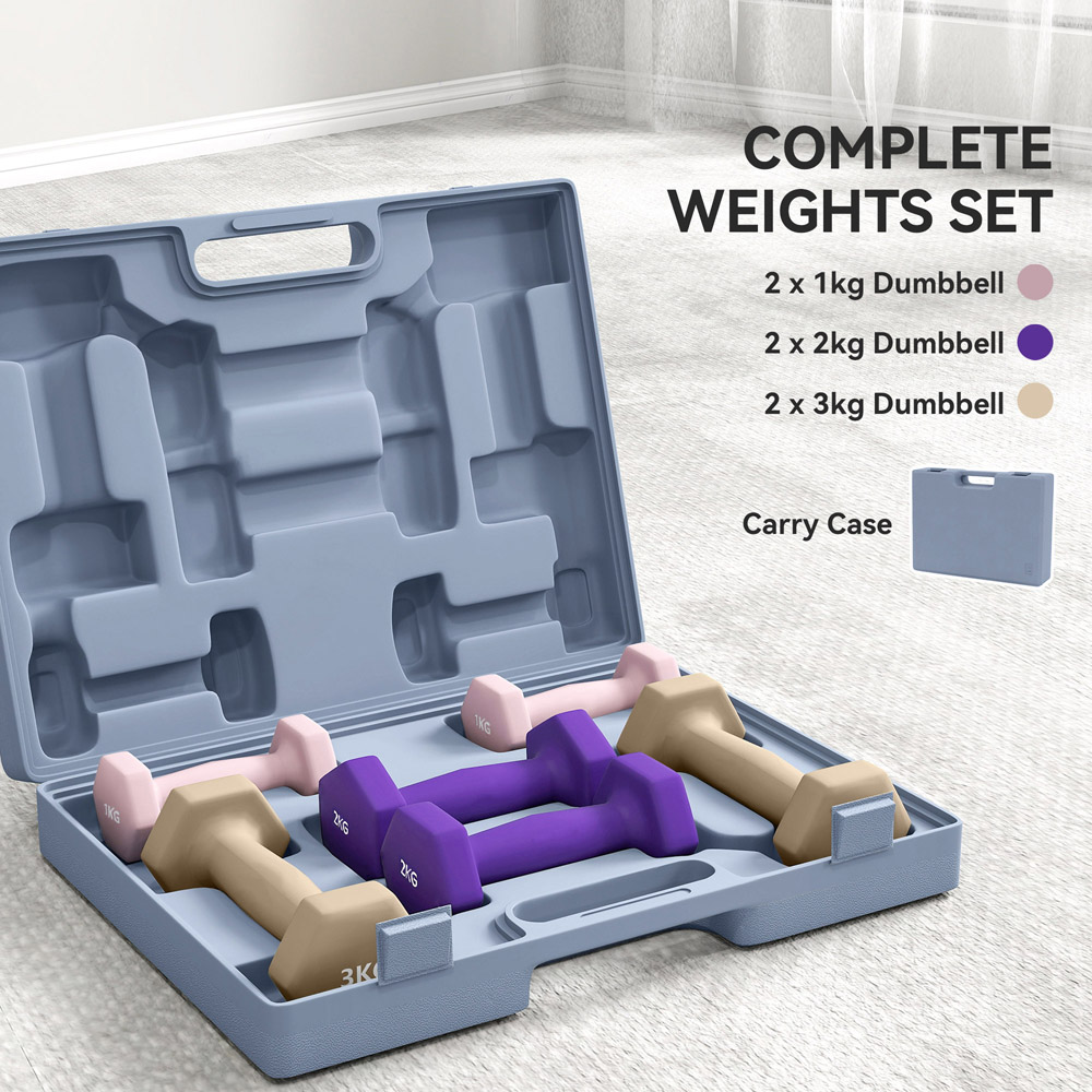 SPORTNOW Hex Dumbbell Set with Carry Case 12kg Image 7