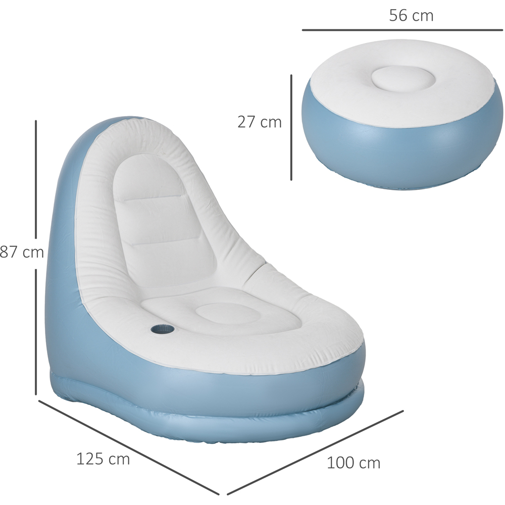 Outsunny White Inflatable Chair with Footstool Image 3